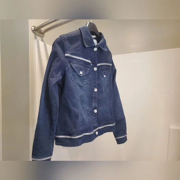 Dg2 Rhinestone Jean Jacket Size Small - Picture 1 of 10